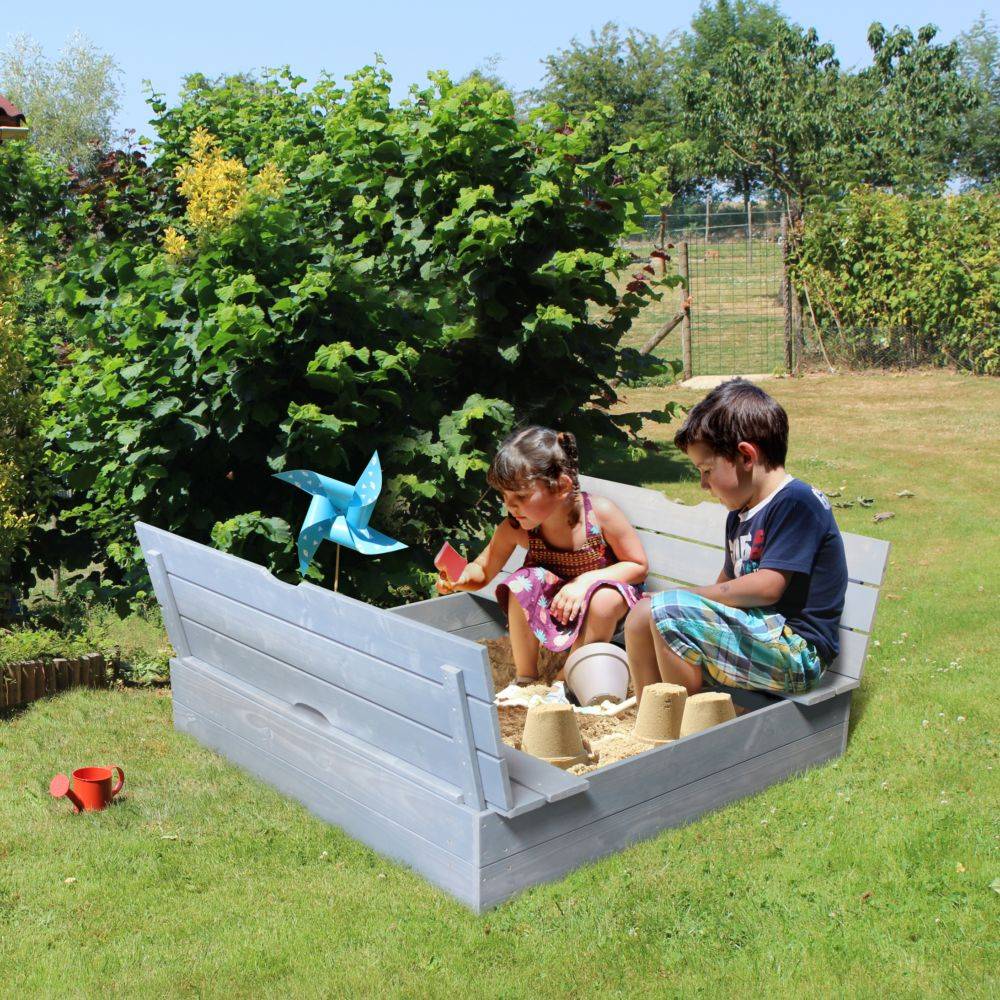 Soulet - Bac à sable bois lasuré gris avec bancs – SOULET