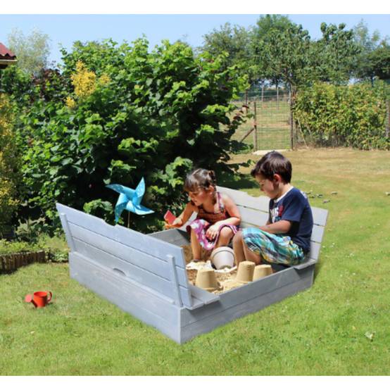 Soulet - Bac à sable bois lasuré gris avec bancs – SOULET - Image 3