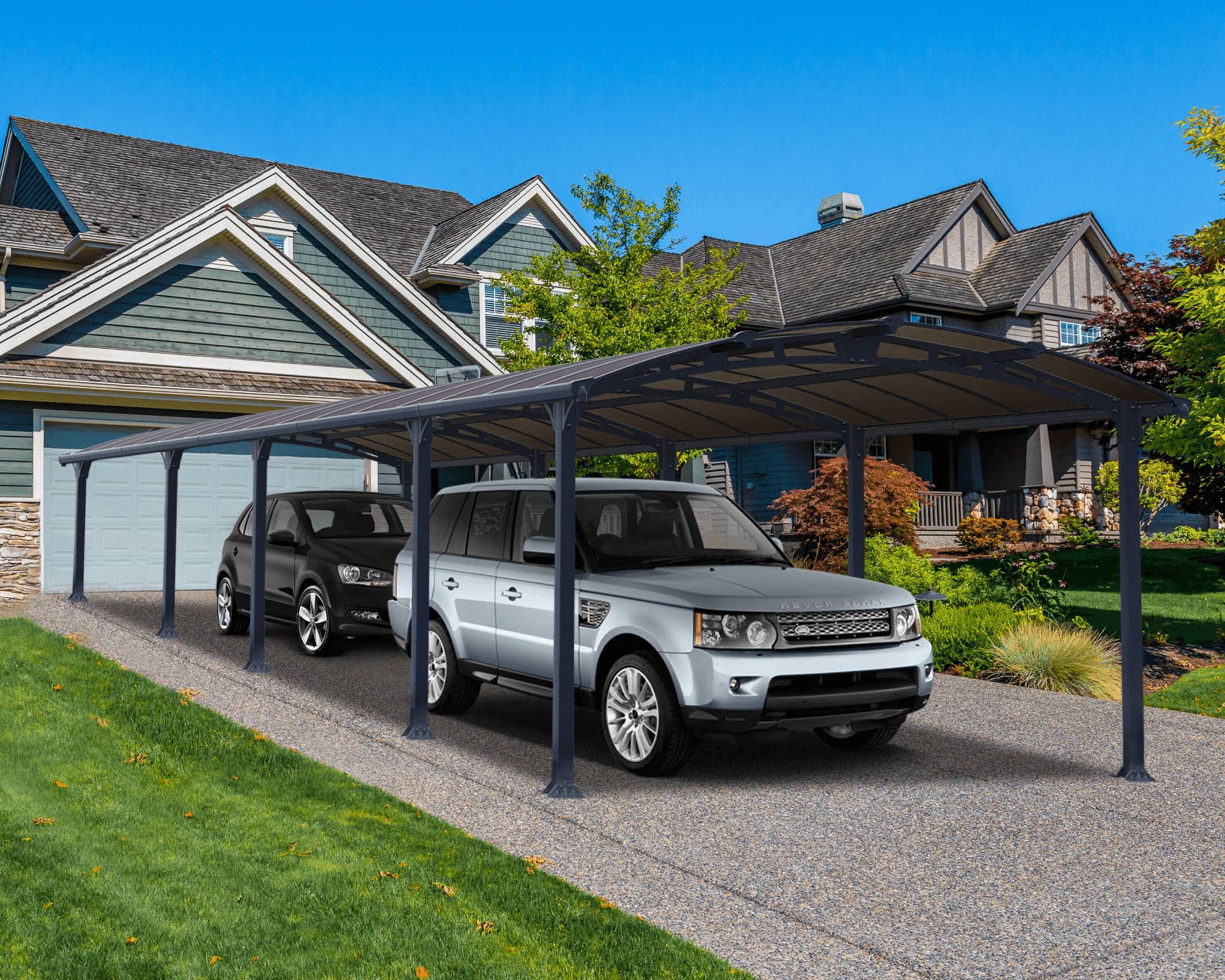 Carport Arcadia 10600 Polycarbonate Aluminium Gris Anthracite 107,7x359x242 cm – PALRAM - Image 1
