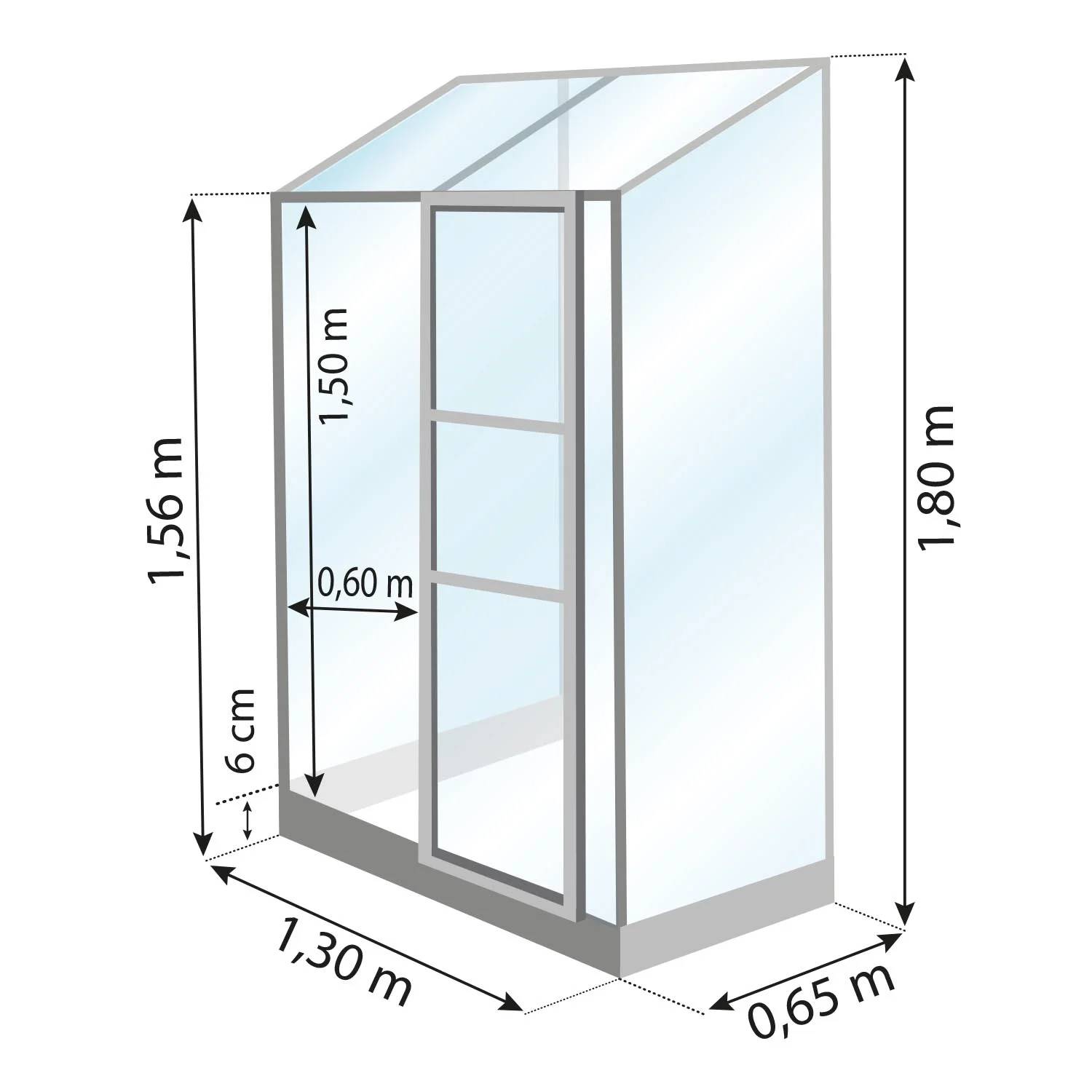 LAMS - Serre de jardin adossée verre trempé aluminium brut 0,9 m² Melissa avec embase - Lams - Image 5
