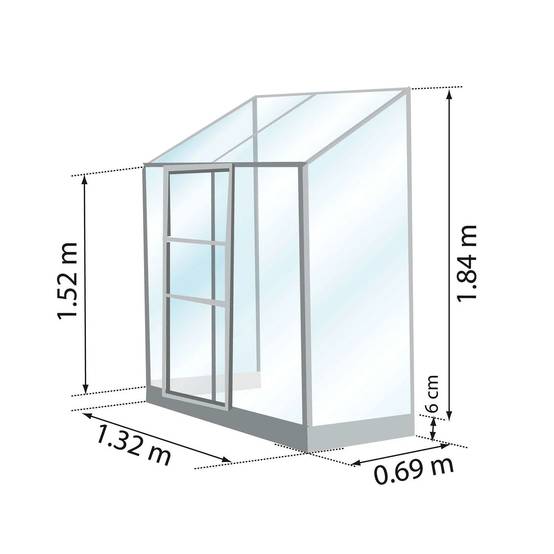 LAMS - Serre de jardin adossée verre trempé aluminium brut 0,9 m² Melissa avec embase - Lams - Image 4