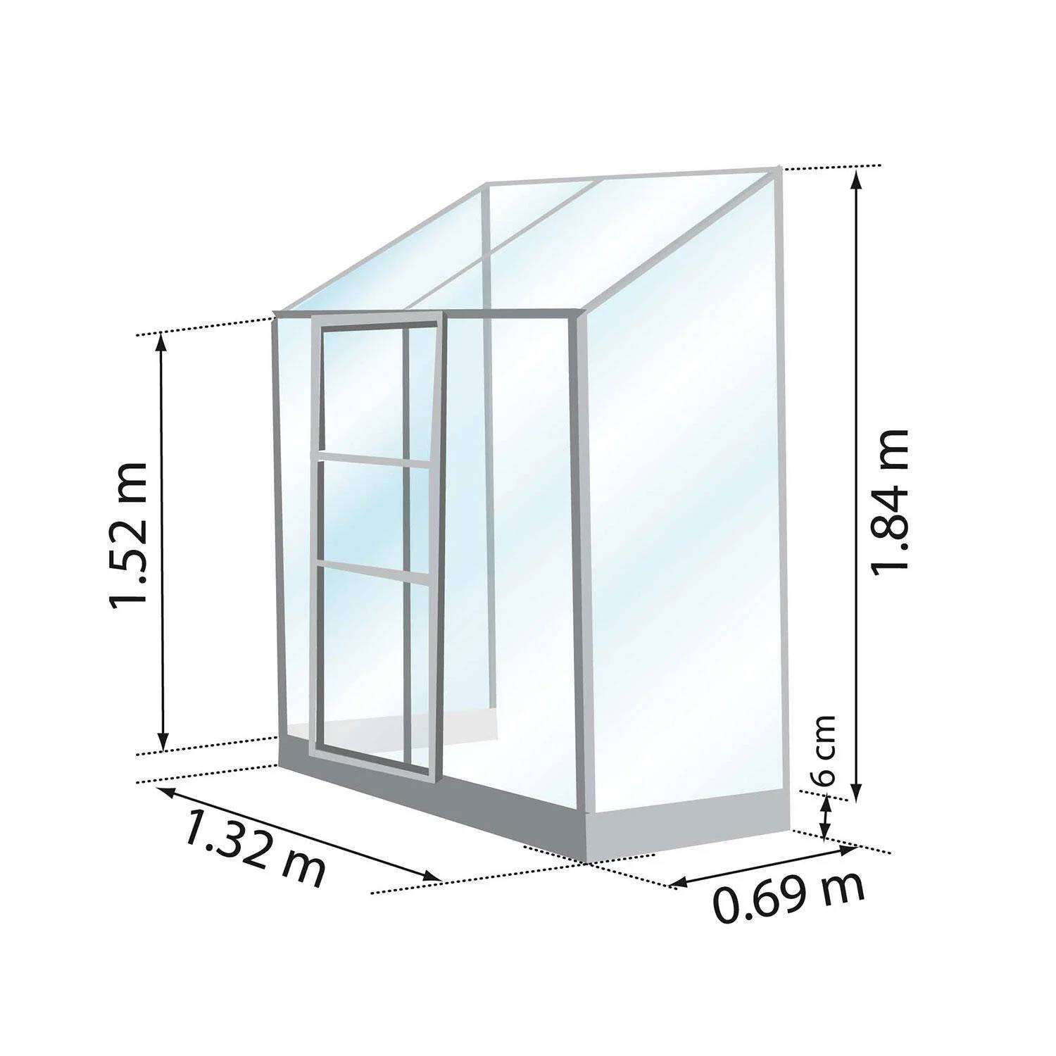 LAMS - Serre de jardin adossée verre trempé aluminium brut 0,9 m² Melissa avec embase - Lams - Image 4