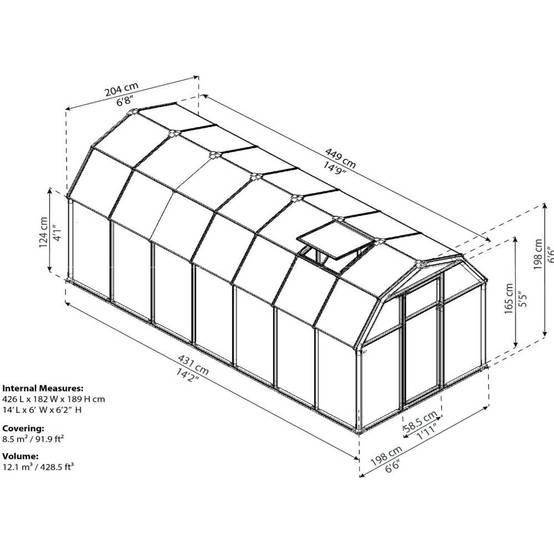 Serre polycarbonate Eco Grow vert 8.80 M2 + embase - Image 6