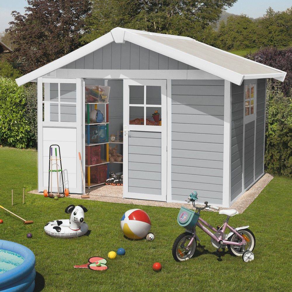 Abri de Jardin PVC Blanc Gris Foncé 7,5 m² – GROSFILLEX - Image 1