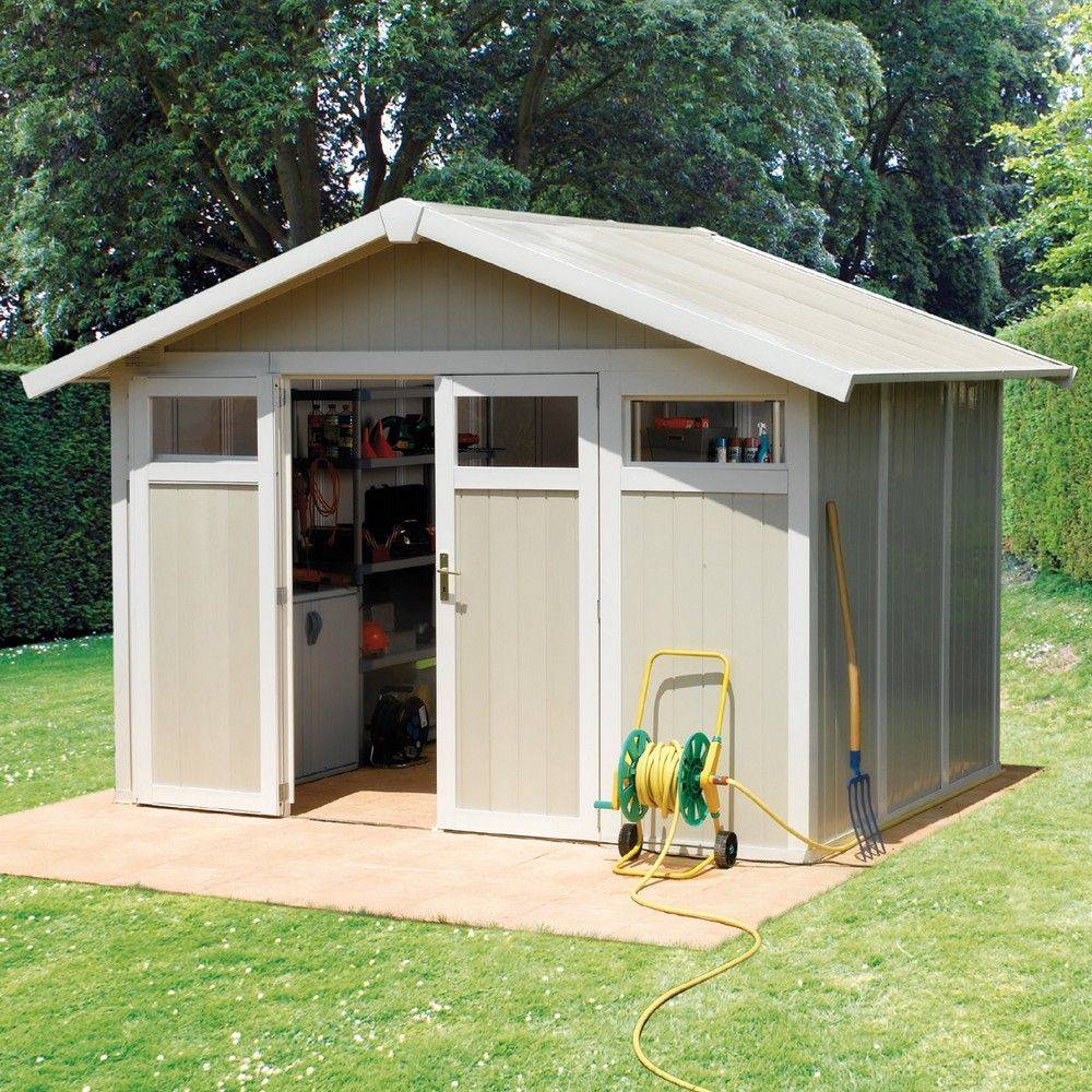 Grosfillex - Abri de Jardin PVC Gris Vert avec Kit de Fixation 7,5m² Ep.26mm Utility– GROSFILLEX - Image 2
