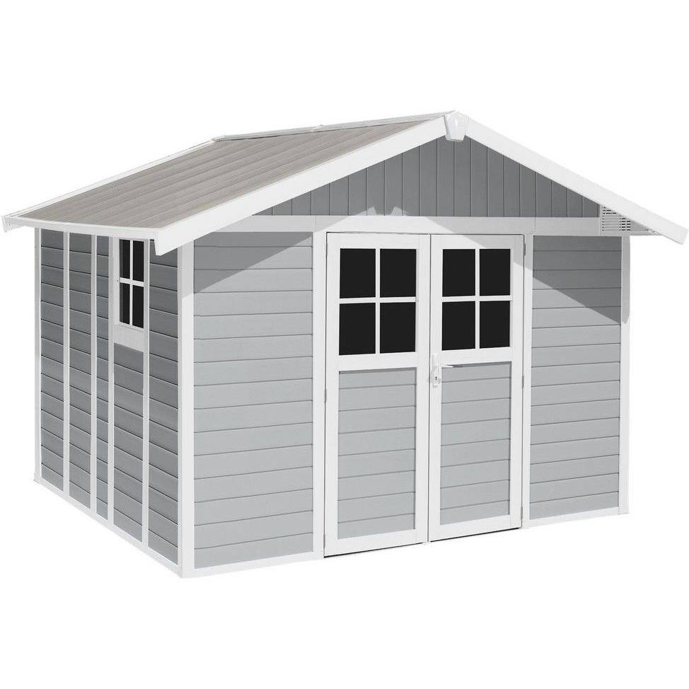 Grosfillex - Abri de Jardin PVC Gris Clair avec Kit de Fixation 11 m² Ep.26mm – GROSFILLEX
