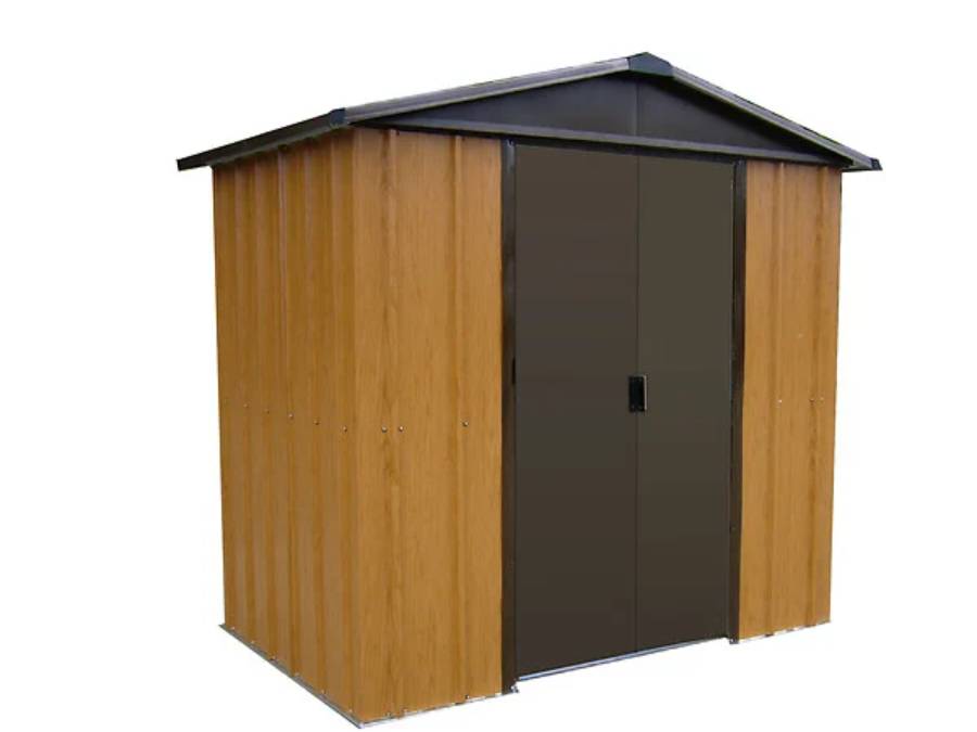 Abri de Jardin Métal Marron Aspect Bois 202 x 137 x 189 cm – YARDMASTER