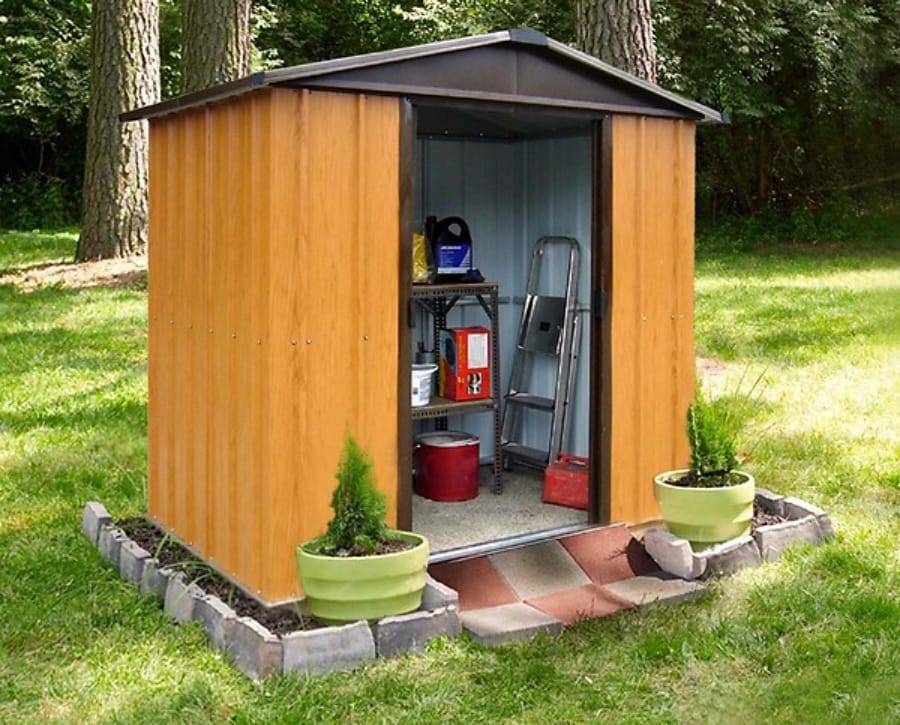 Abri de Jardin Métal Marron Aspect Bois 202 x 137 x 189 cm – YARDMASTER - Image 3