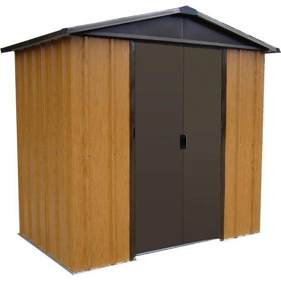 Abri de Jardin Métal Marron Aspect Bois 202 x 137 x 189 cm – YARDMASTER - Image 4