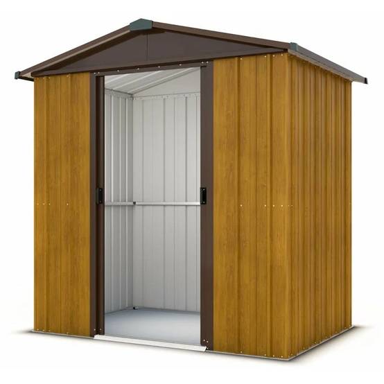 Abri de Jardin Métal Marron Aspect Bois 202 x 137 x 189 cm – YARDMASTER - Image 8