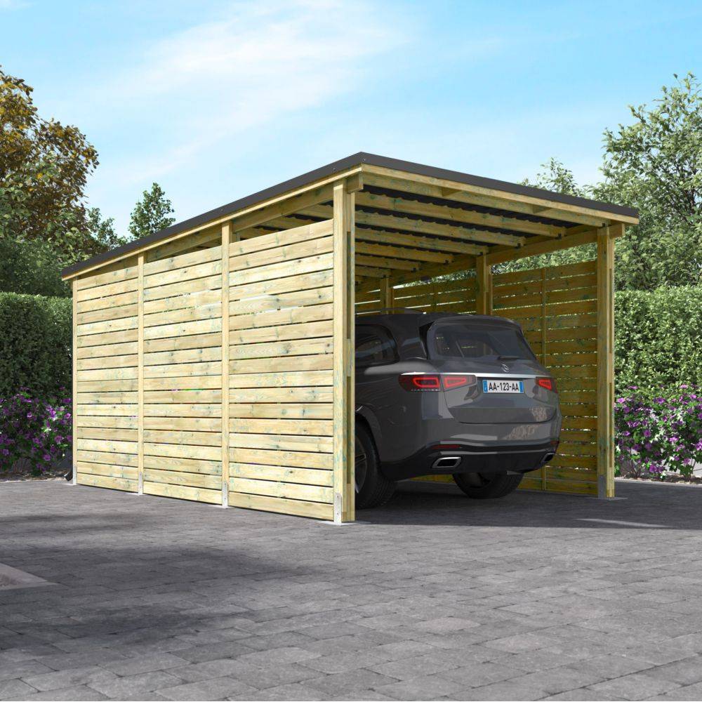 Cerland - Carport 1 Voiture Bois Autoclave Pin Toiture Acier – Cerland - Image 1
