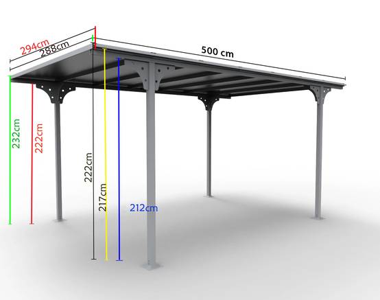 Carport aluminium toit polycarbonate : 1 voiture - 14,70 M2 - Image 18