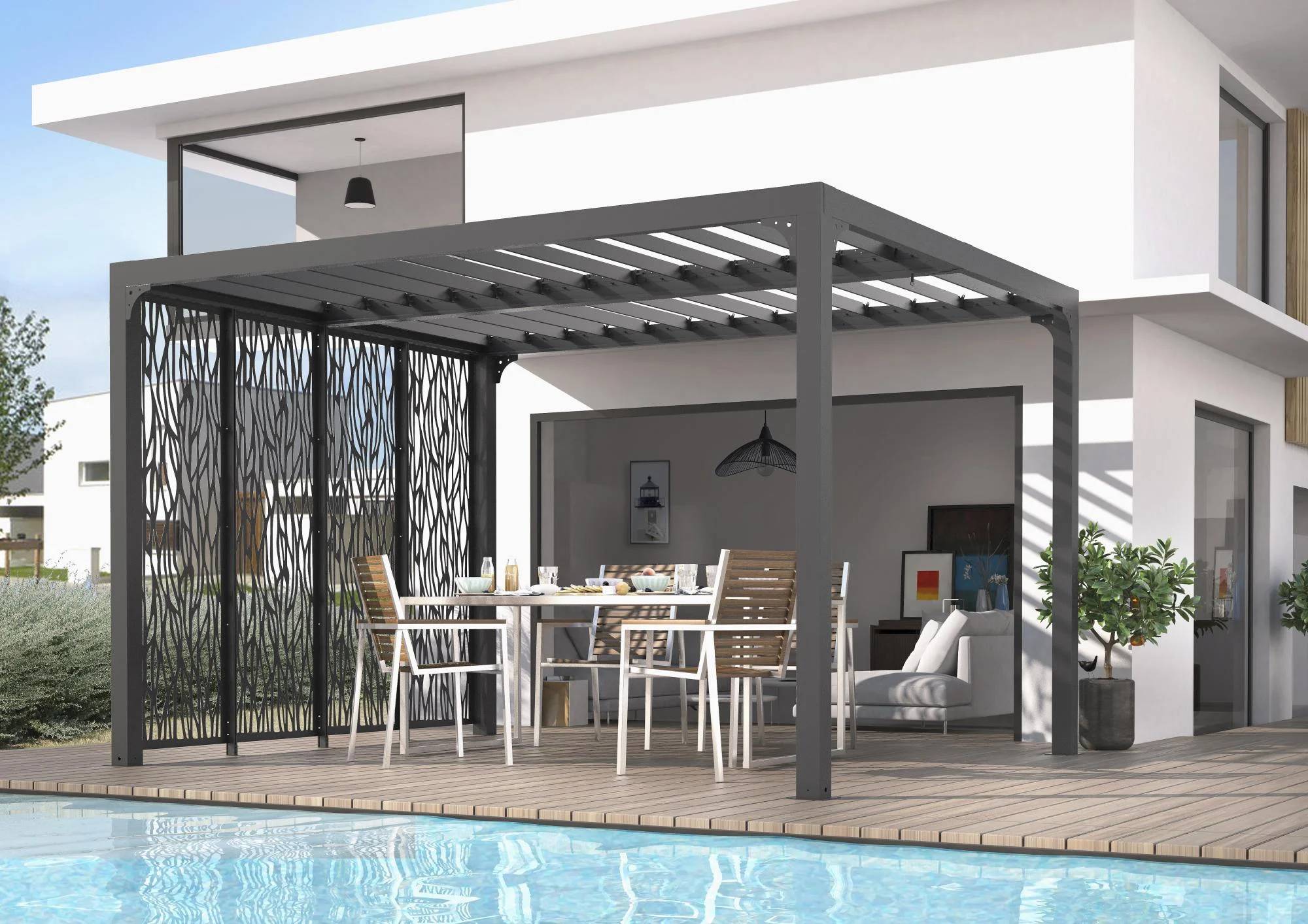 Pergola autoportante biocli alu. av 4 panneaux 10,80 m2 - Habrita - Image 4