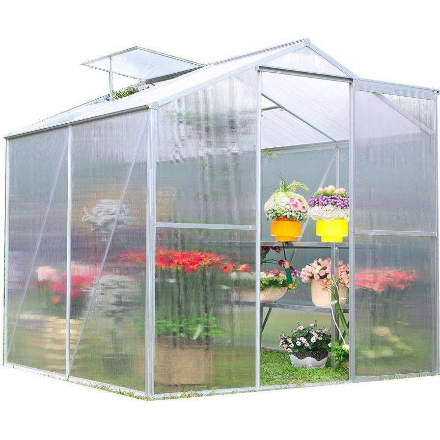 Serre de jardin Polycarbonate Aluminium Gris 2,39 m² SR1912J - HABRITA - Image 1