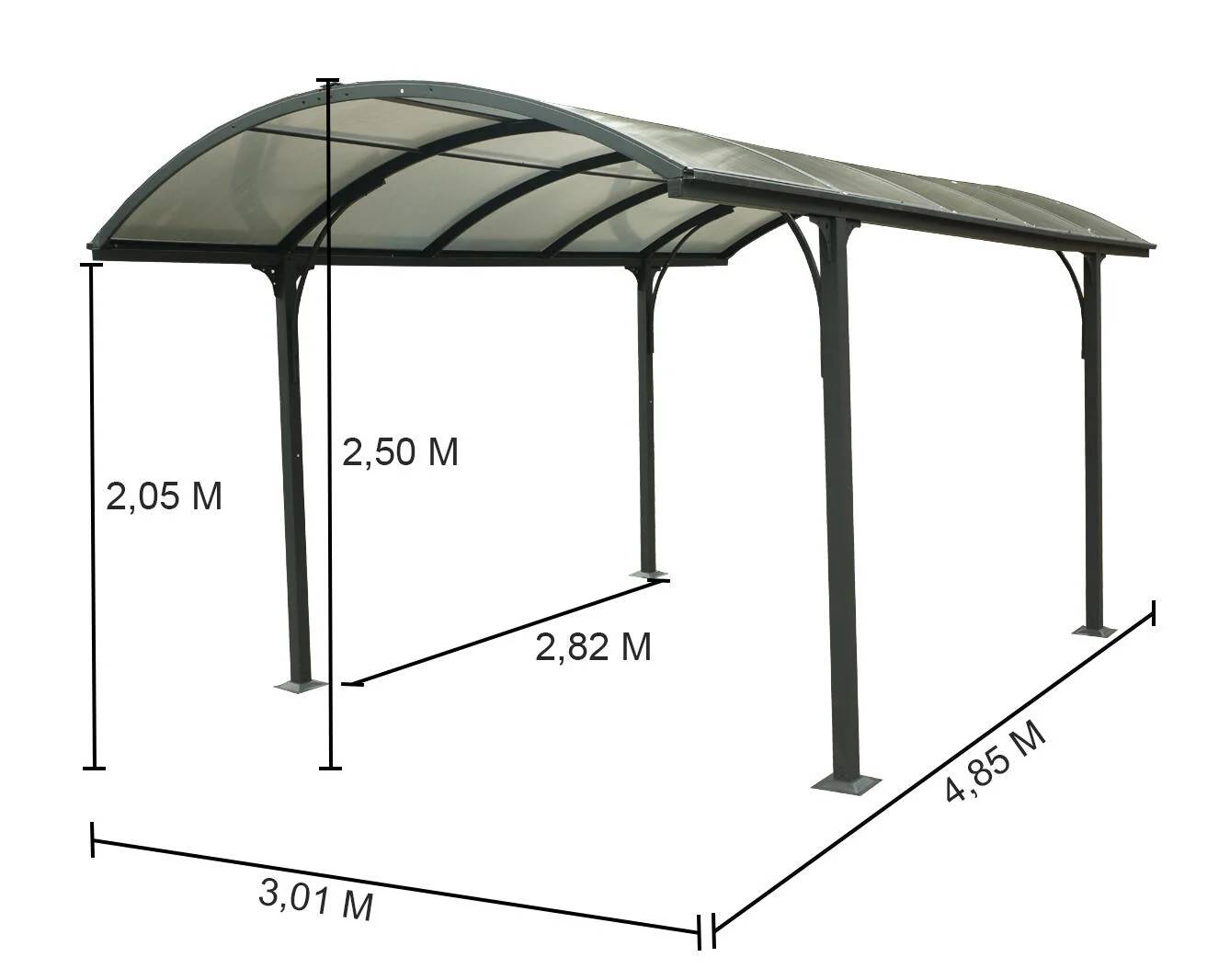 Carport alu toit polycarbonate Habrita : 1 voiture - 14,62 M2 - Image 16