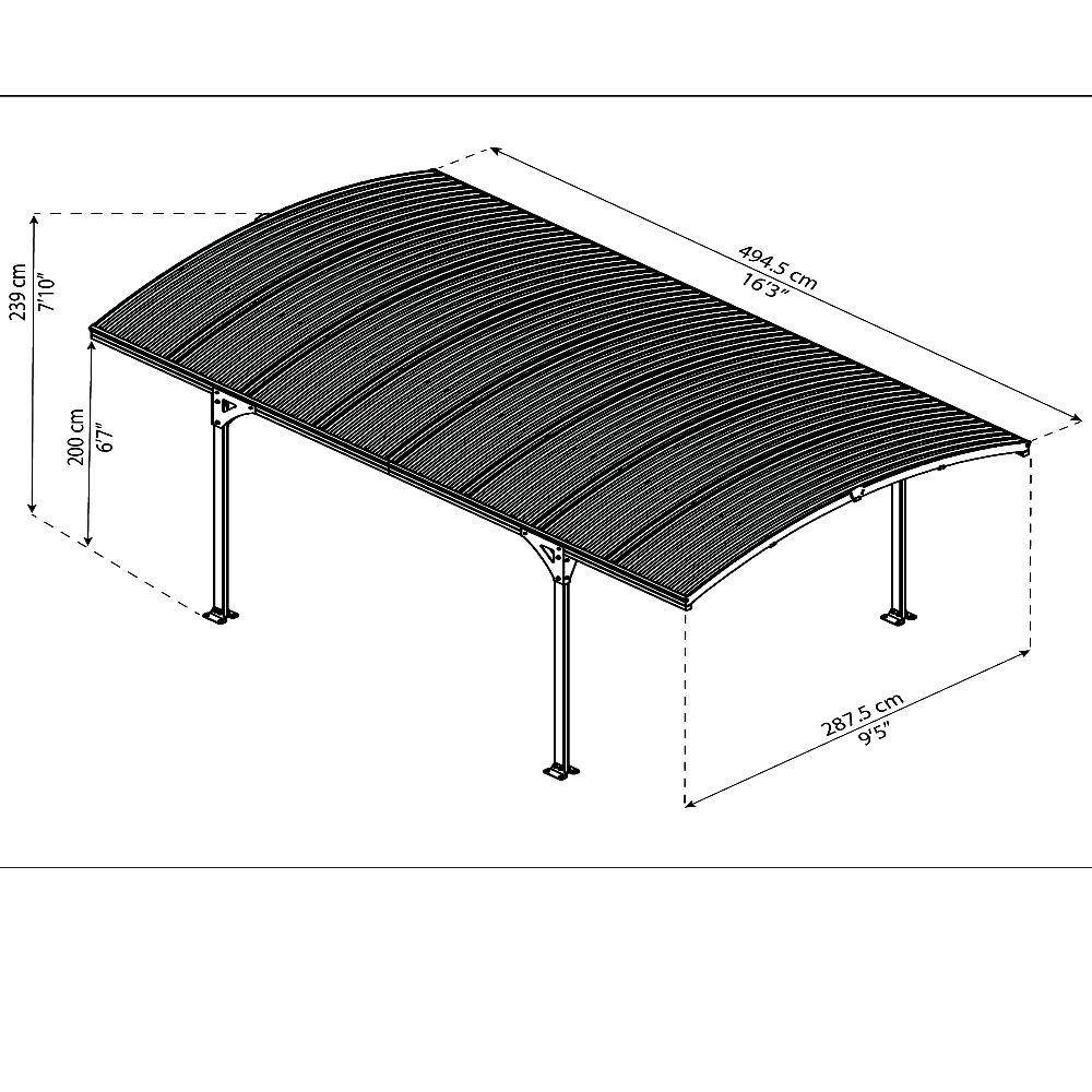 Canopia by Palram - Carport Abri Voiture Aluminium Gris Anthracite 494,5P x 494,5L x 239H cm – PALRAM - Image 5