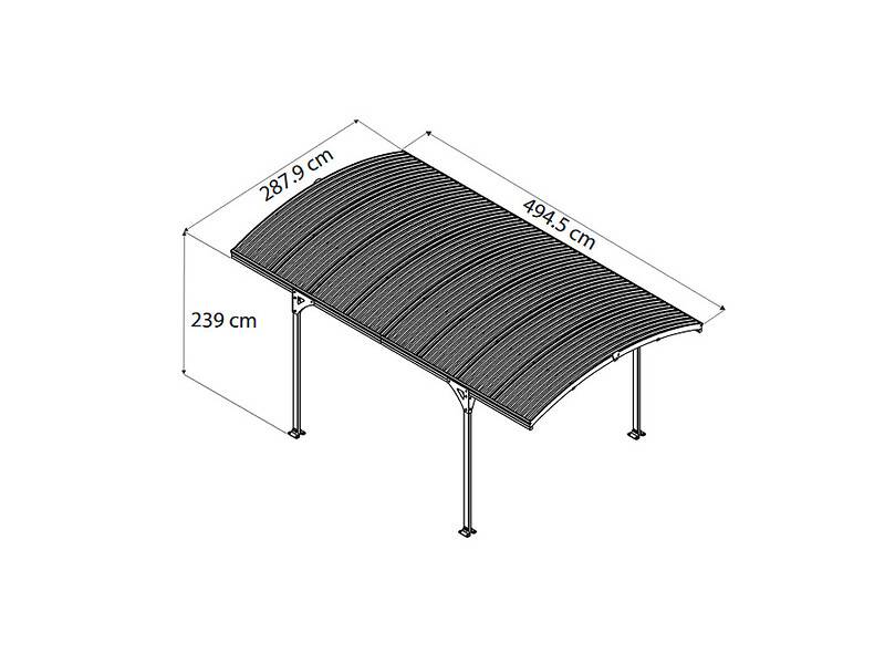Canopia by Palram - Carport Abri Voiture Aluminium Gris Anthracite 494,5P x 494,5L x 239H cm – PALRAM - Image 4