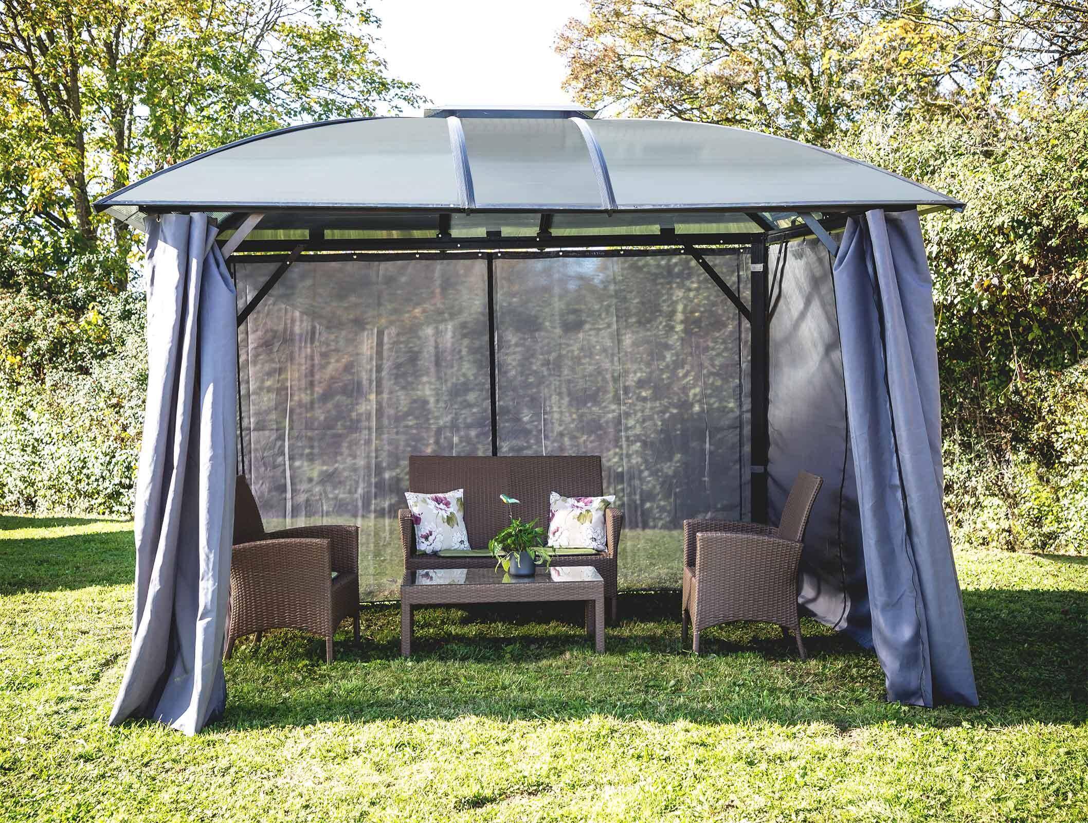 Pergola autoportante alu toit 4 pentes gris 10,80 m2 - Gloriette - Image 11