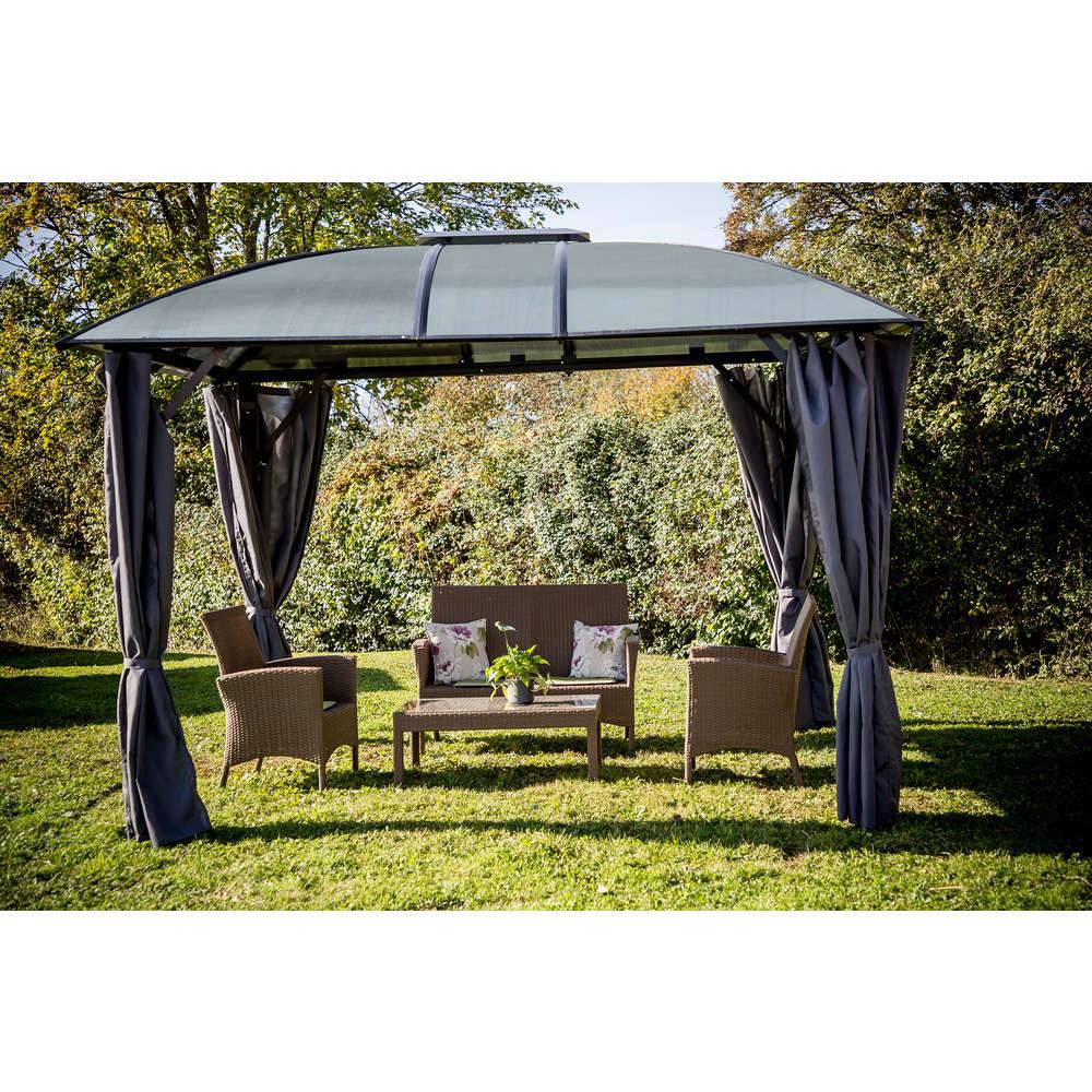Pergola autoportante alu toit 4 pentes gris 10,80 m2 - Gloriette - Image 14
