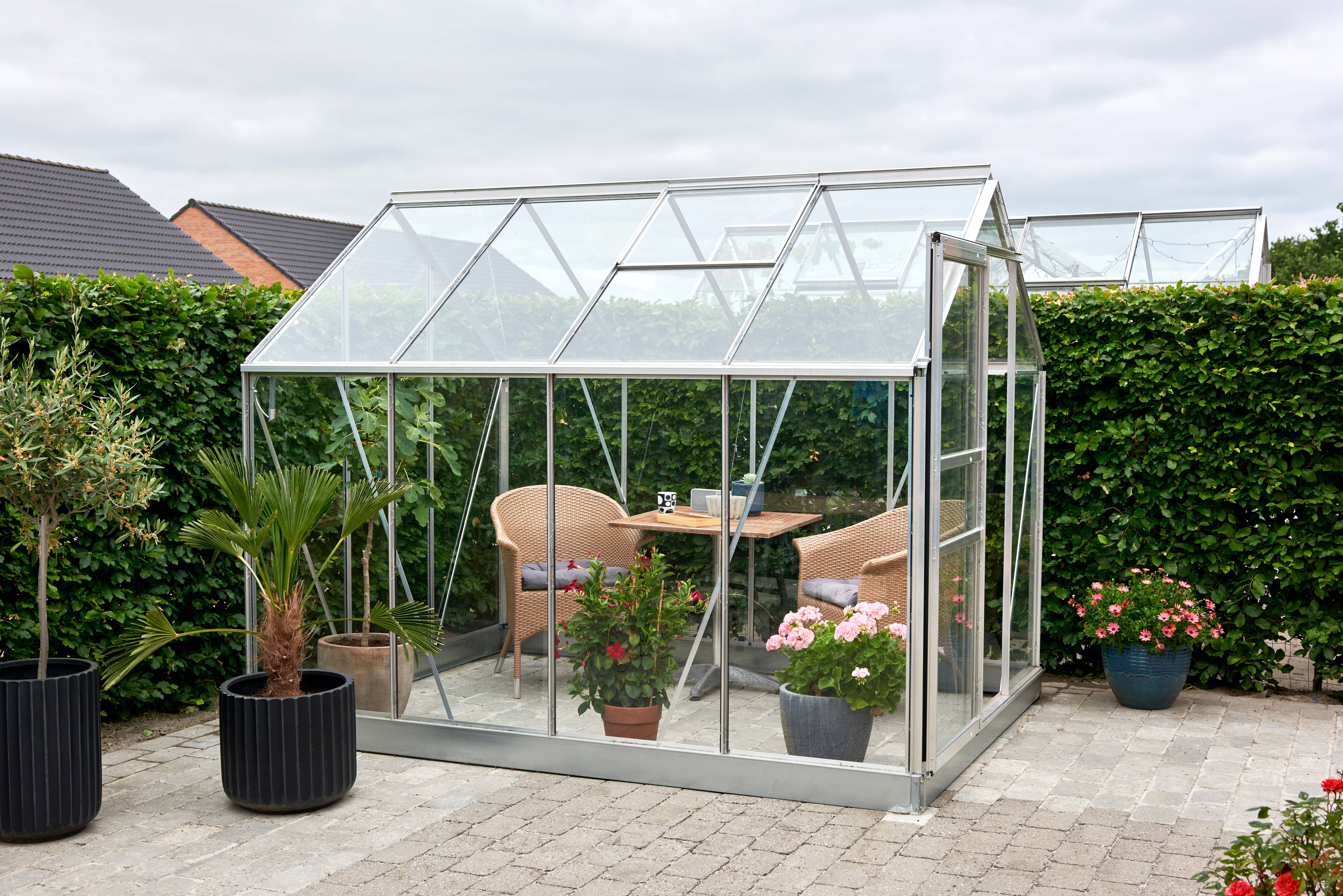 Halls - Serre de jardin verre trempé aluminium brut 5 m² Popular 86 - Halls
