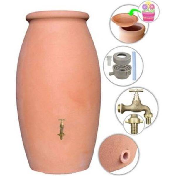 Belli - Récupérateur d'eau de pluie 1000L + robinet, socle, collecteur Jarre PE coloris terre cuite - BELLI - Image 3