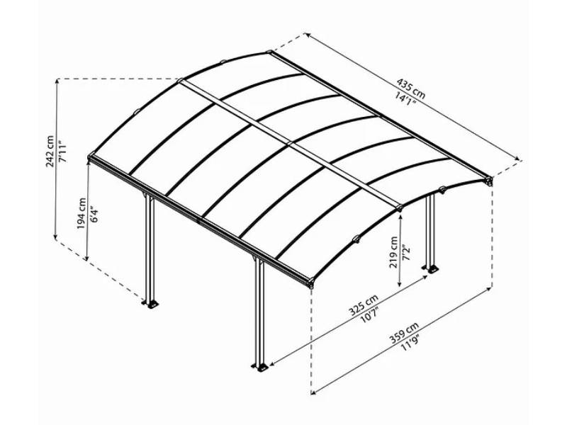 Carport aluminium toit polycarbonate : 1 voiture - 15,4 M2 - Image 8