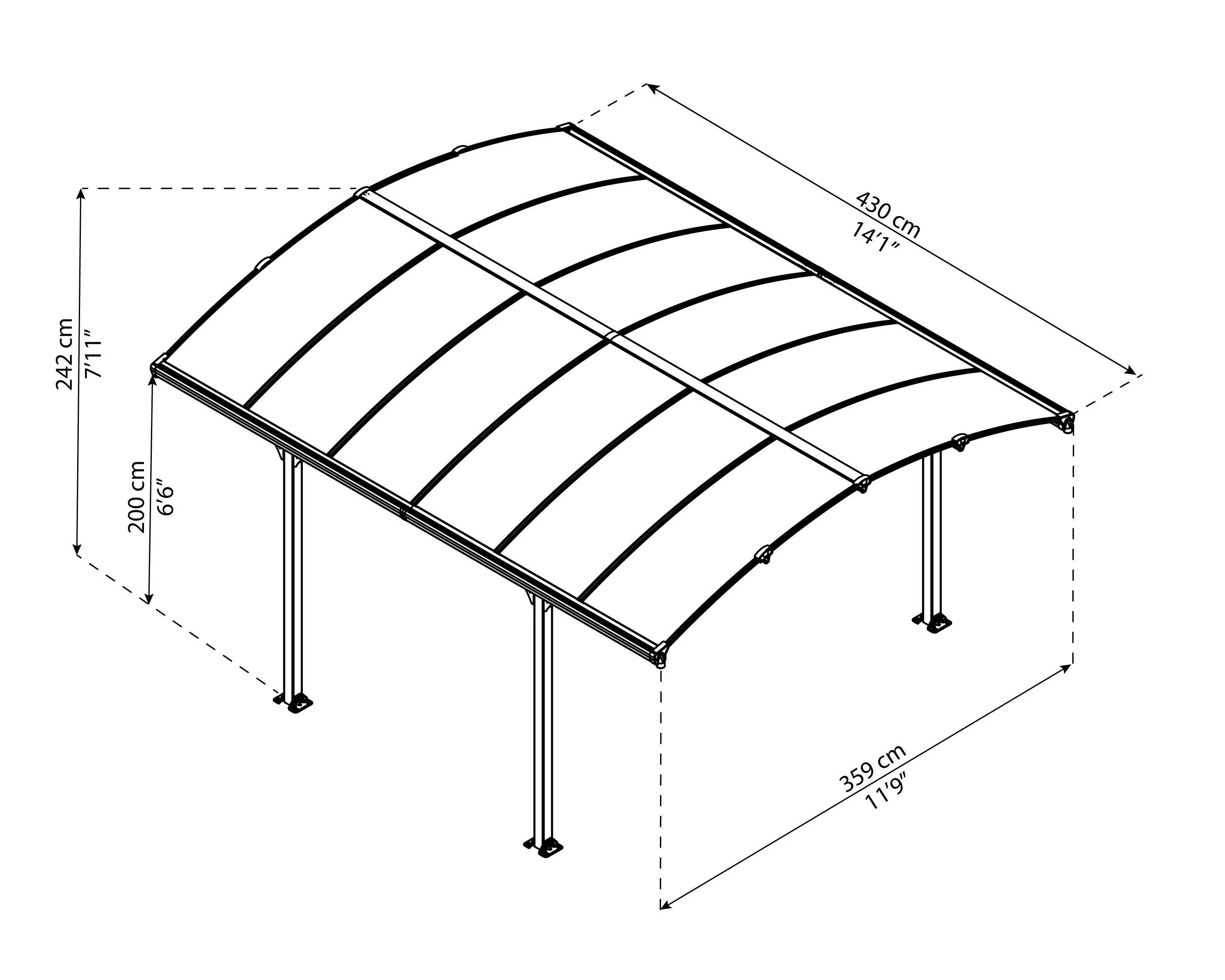 Carport aluminium toit polycarbonate : 1 voiture - 15,4 M2 - Image 11