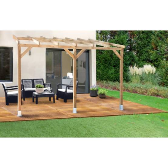 Toit-terrasse Pergola Bois Marron - CHALET & JARDIN - Image 2
