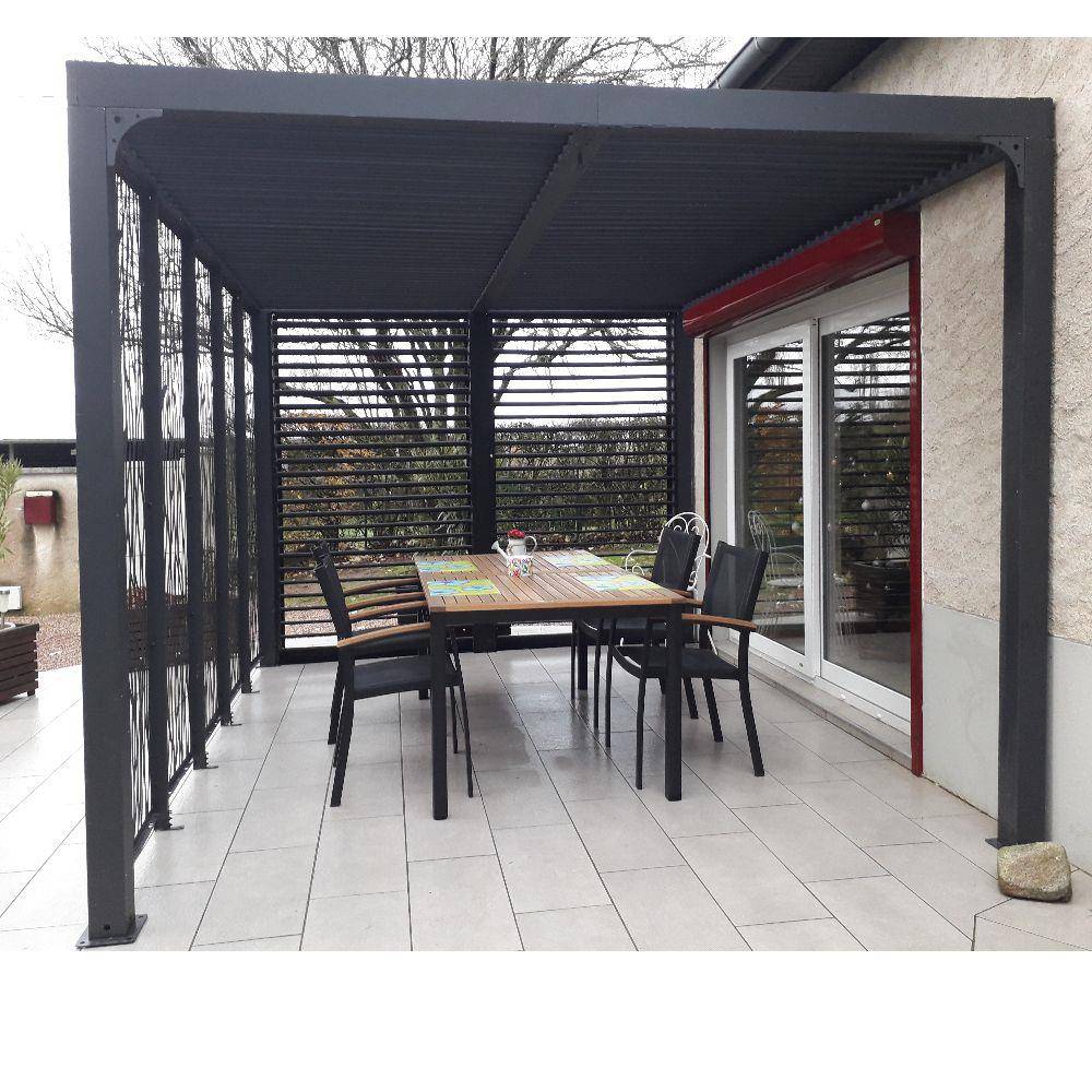 Pergola bioclimatique aluminium gris anthracite - HABRITA - Image 2