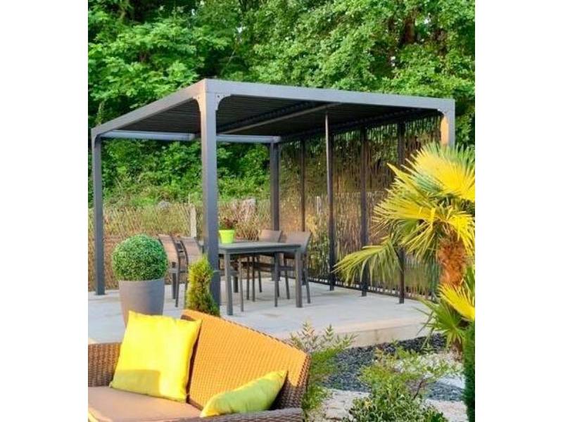 Pergola autoportante bioclima. alu. 5 panneaux Moucha. 10,80 m2