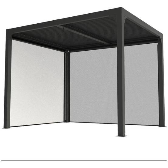 Pergola autoportante bioclim. en alu. avec rideau manuel 7m2 - Image 3