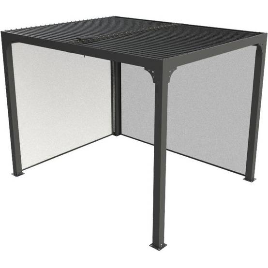 Pergola autoportante bioclim. en alu. avec rideau manuel 7m2 - Image 2