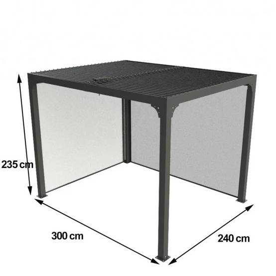 Pergola autoportante bioclim. en alu. avec rideau manuel 7m2 - Image 10
