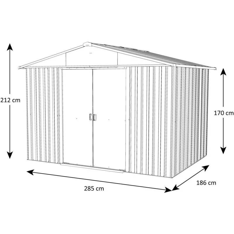 Abri de Jardin Métal Aspect Bois Marron L. 303 cm l. 197 cm H. 212 cm – YARDMASTER - Image 9