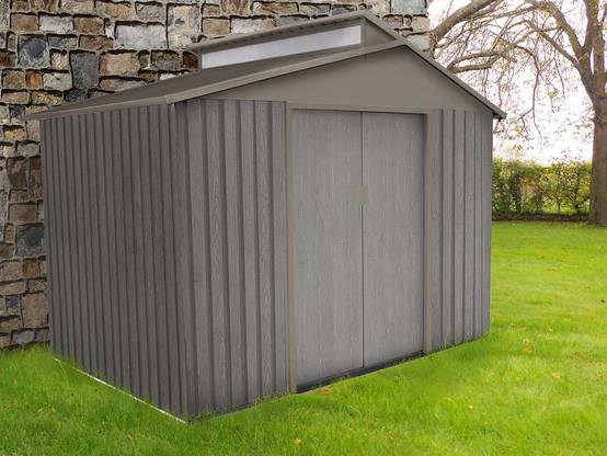Abri de jardin Métal Gris bois vieilli 4,83m² – CHALET & JARDIN - Image 1