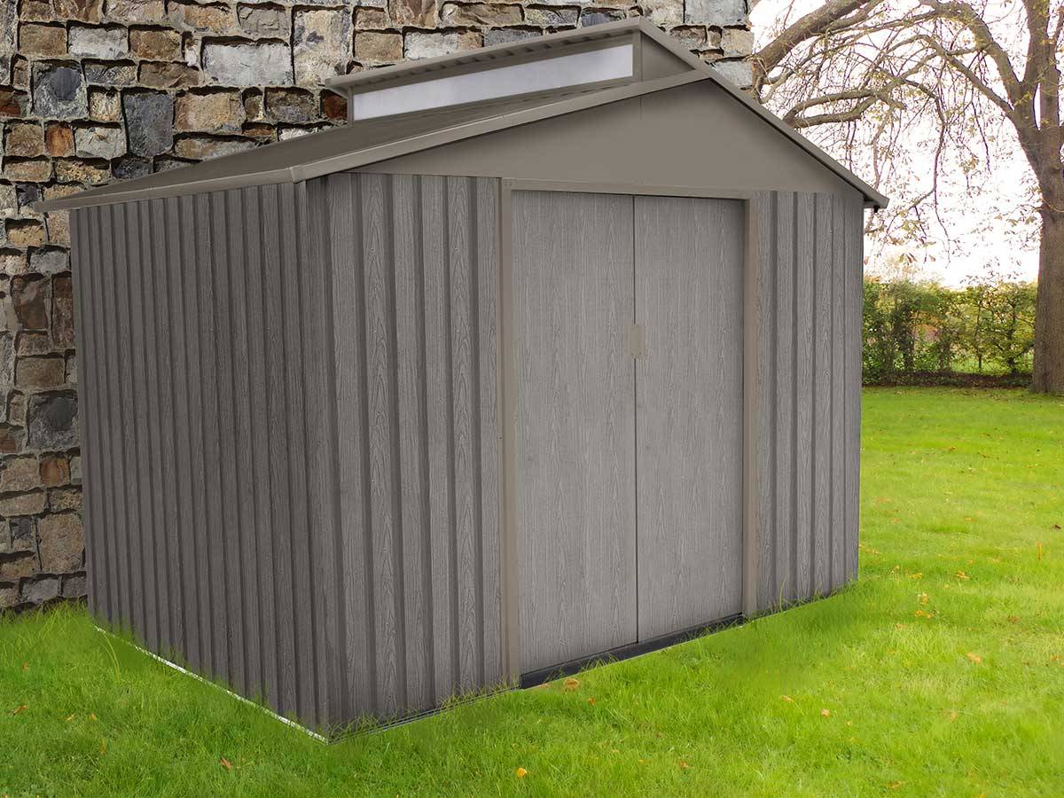 Abri de jardin Métal Gris bois vieilli 4,83m² – CHALET & JARDIN - Image 1