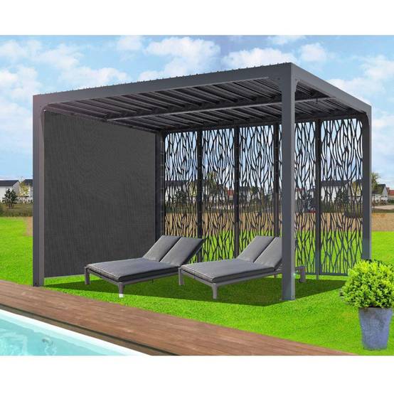 Pergola autoportante bioclima. Alu. Panneaux et Rideau 10,80m2 - Image 3