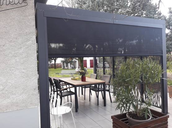 Pergola autoportante bioclima. Alu. Panneaux et Rideau 10,80m2 - Image 10