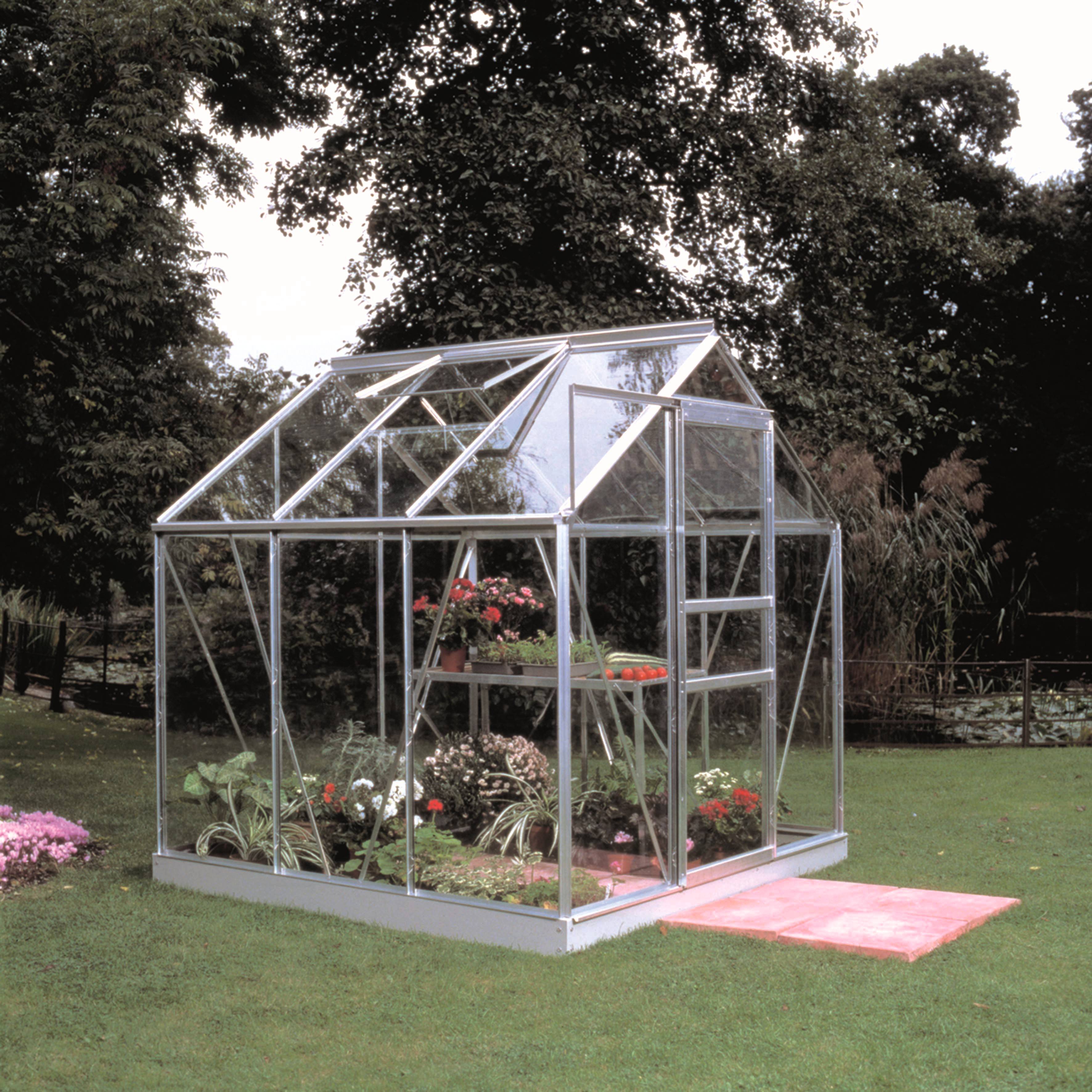 Halls - Serre de jardin verre trempé aluminium brut 3,8 m² Popular 66 - Halls