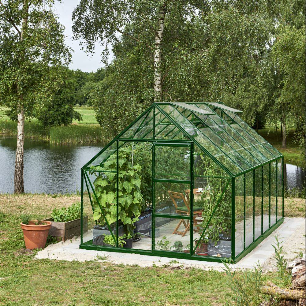 Serre en verre horticole Universal vert 9.90 M2 + embase - Halls - Image 1