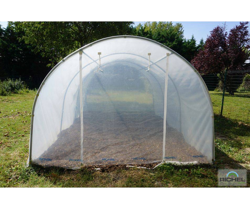 Richel Serre - Serre maraichère 13,5m² pied droit 1 porte zip acier galva PE L. 4,5 x l. 3 x H. 2 m – Richel serre - Image 6