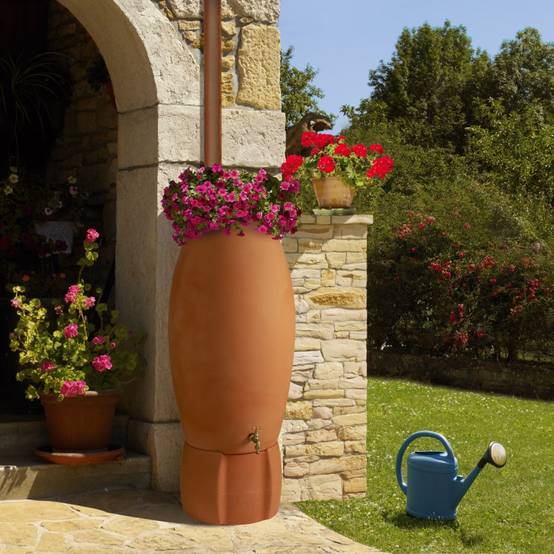 Belli - Récupérateur d'eau de pluie Jarre PE coloris terre cuite 235L Ø 60 x H. 146 cm + accessoires – BELLI - Image 2