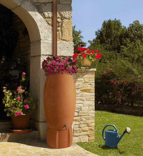Belli - Récupérateur d'eau de pluie Jarre PE coloris terre cuite 235L Ø 60 x H. 146 cm + accessoires – BELLI - Image 4