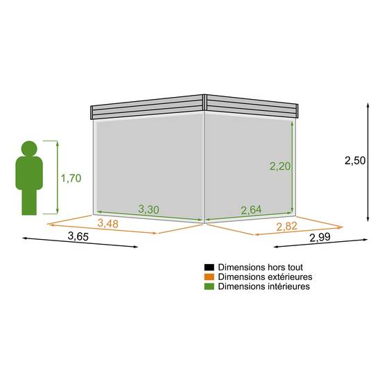 Decor et Jardin - Abri de Jardin Bois Toit Plat Semi-Habitable 9,7m² Ep.90mm - DECOR ET JARDIN - Image 14