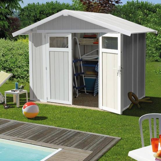 Grosfillex - Abri De Jardin PVC Gris Vert 4,9m² Ep.26mm Utility - GROSFILLEX - Image 1