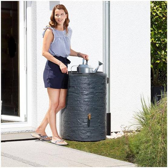 Graf - Récupérateur d'eau de pluie 250L robinet, collecteur et couvercle inclus gris graphite - GRAF - Image 4