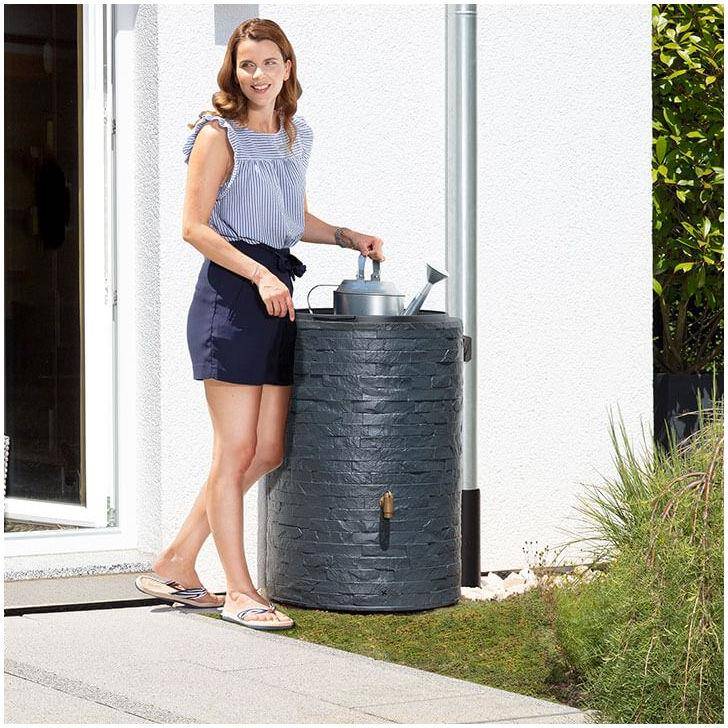 Graf - Récupérateur d'eau de pluie 250L robinet, collecteur et couvercle inclus gris graphite  - GRAF - Image 4