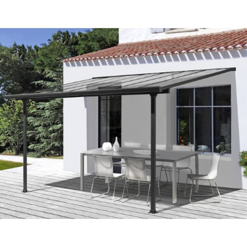 Tonnelle adossée aluminium et toit en polycarbonate 9.21 M2 - Image 5