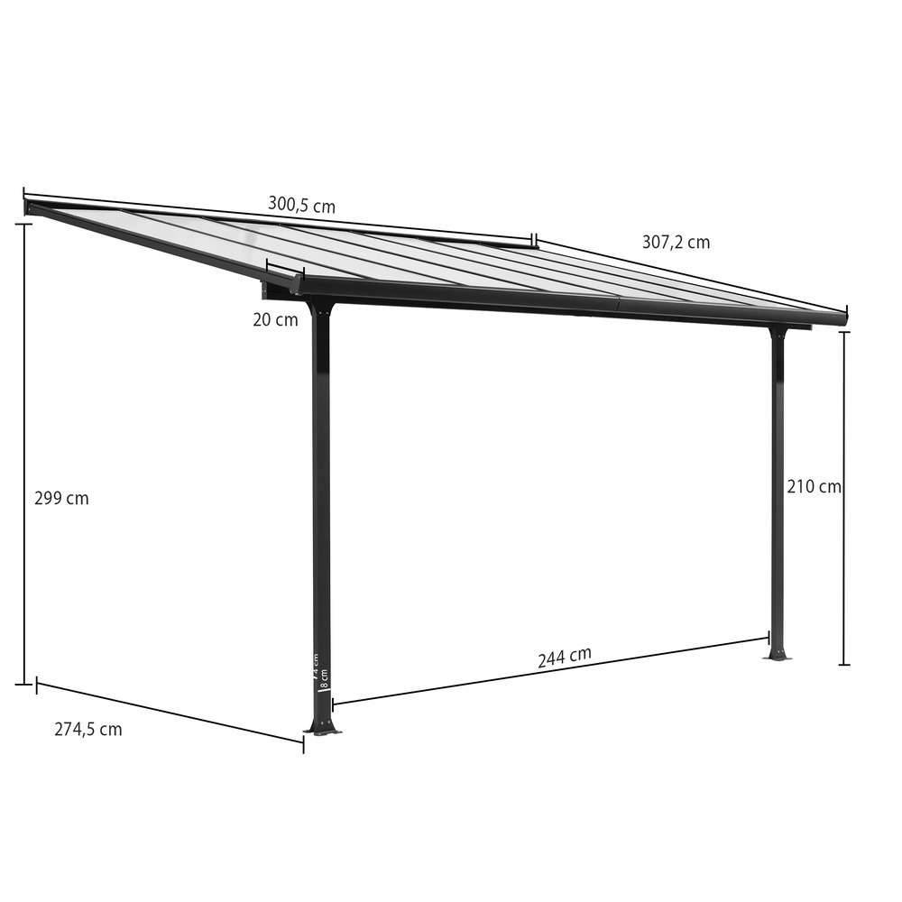 Tonnelle adossée aluminium et toit en polycarbonate 9.21 M2 - Image 13