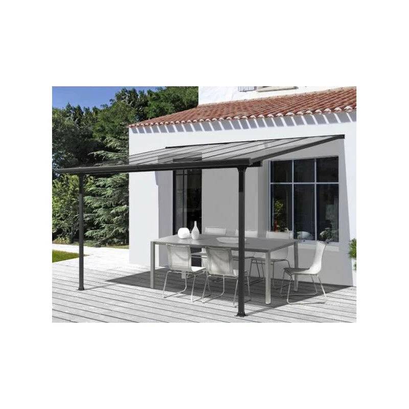 Tonnelle adossée aluminium et toit en polycarbonate 9.21 M2 - Image 12